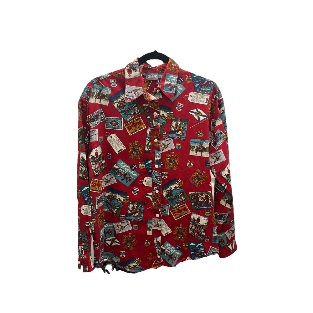 Vintage Canadian‎ Wool Rich 100% Cotton Button Down Shirt Conversation Starter M